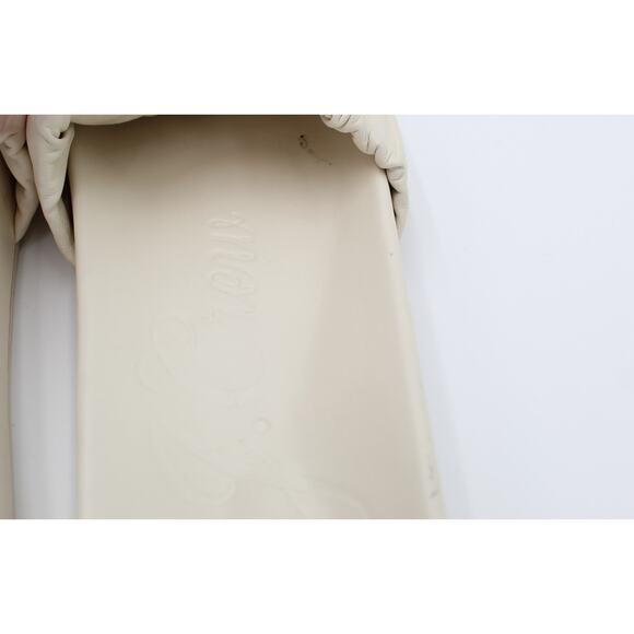 J. Crew Sandal Womens 8 White Leather Scrunchie Strap Slide Minimalist Slip On - Picture 9 of 9